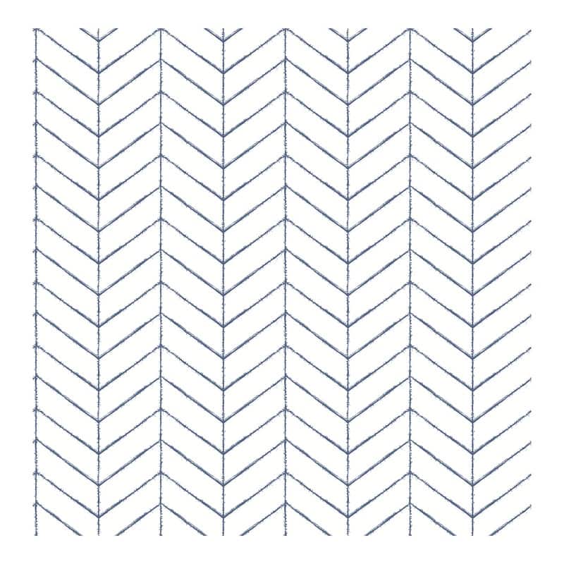 Chesapeake Bison Navy Herringbone Wallpaper - 20.5 x 396 x 0.025