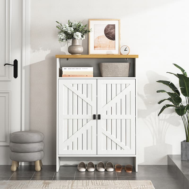 Modern Minimalist MDF Shoe Cabinet - Sliding Door Design, 31.5*13.7*47 Inches