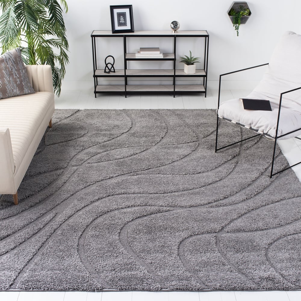 SAFAVIEH Florida Shag Staka Abstract Waves 1.2-inch Area Rug