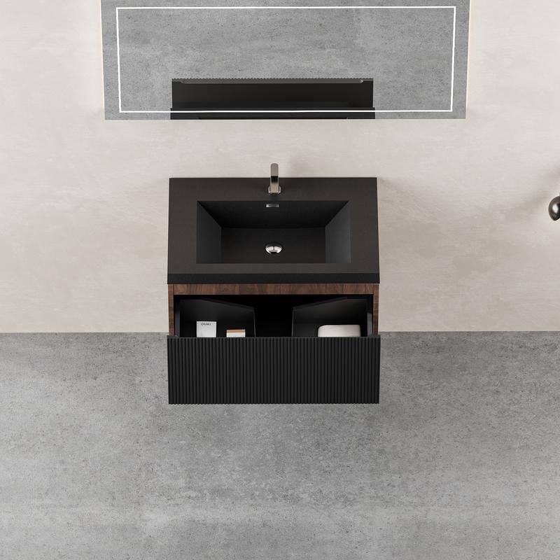 ABRUZZO Floating Vanity with Integrated Top Sink Soft-Close Wall-Mount Bathroom Cabinet