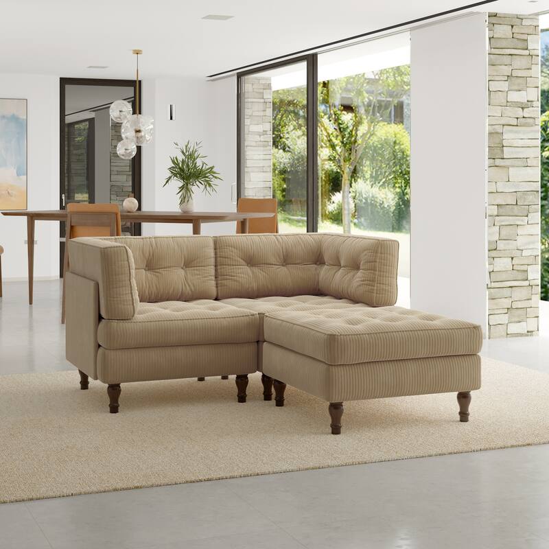 Oversized Sofa Corduroy Tufted Modular Sectional Set