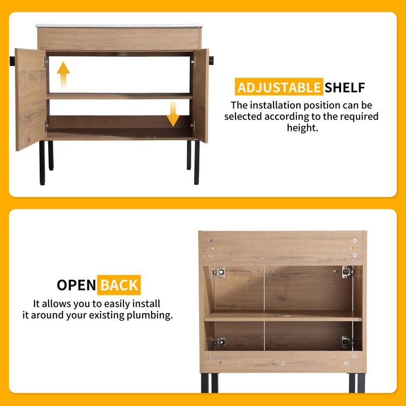 Beingnext 24"/30"/36" Bathroom Vanity with Sink, Freestanding/Floating Bathroom Vanity with Soft Close Door and Adjustable Shelf