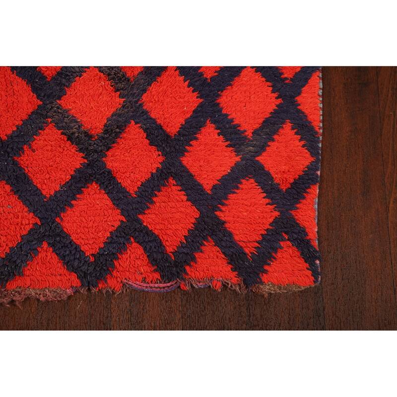 Checkered Tribal Moroccan Oriental Wool Area Rug Hand-knotted Carpet - 2'9" x 5'8"