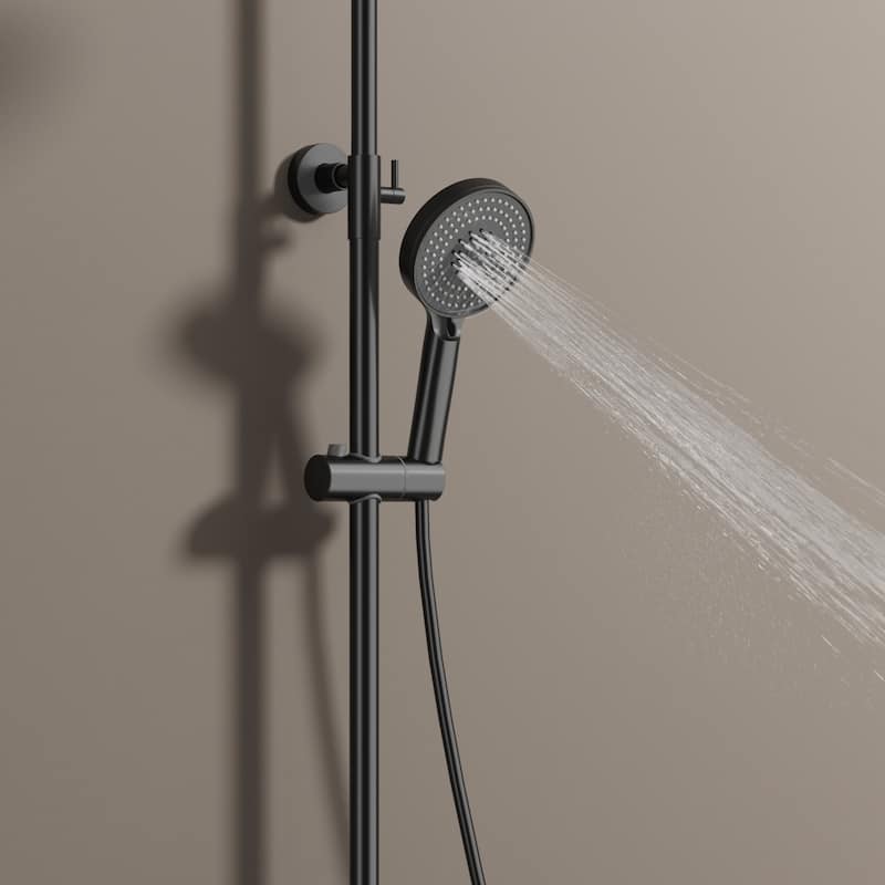 Matte Black Wall Mounted Thermostatic Bathroom Shower Faucet Set