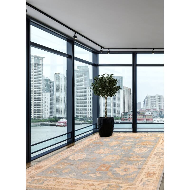ECARPETGALLERY Hand-knotted Modern Oushak Light Denim Blue Wool Rug - 10'1 x 13'10