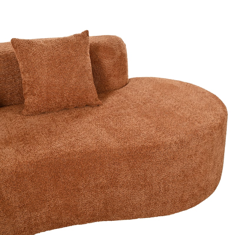 Curved Sectional Sofa, 2 Piece Chenille Modular Couch with 4 Pillows