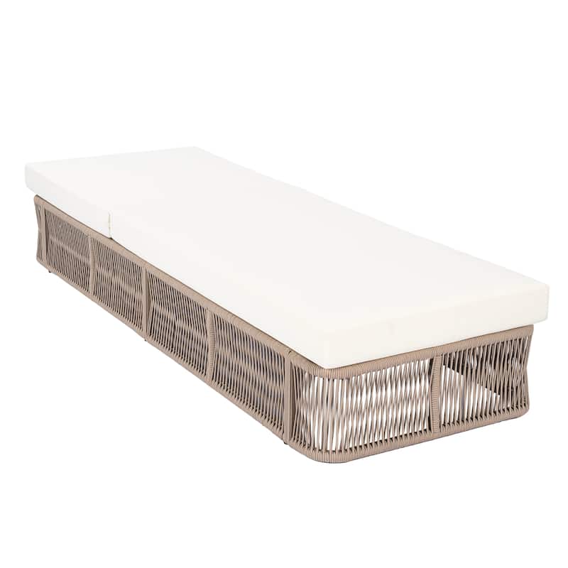 Christopher Knight Home - Solara Outdoor Adjustable Rope Base Sunlounge with Beige and White