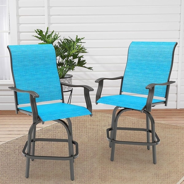 Outdoor Swivel Bar Stools Set of 2 Patio Counter Height Barstools Bed