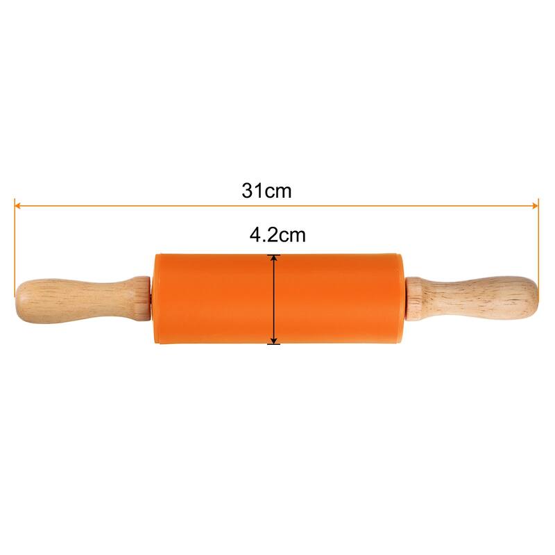 Silicone Rolling Pins for Baking 31cm x 4.2cm Orange - Orange