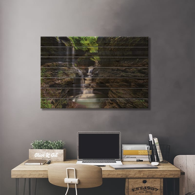 Rainbow Falls, Watkins Glen Print On Wood by Jon Bilous - Multi-Color