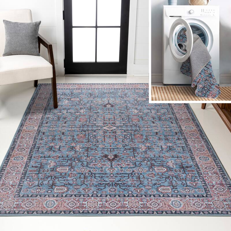 JONATHAN Y Cirali All-Over Persian Machine Washable Area Rug - 8 X 10 - Blue/Red/Brown