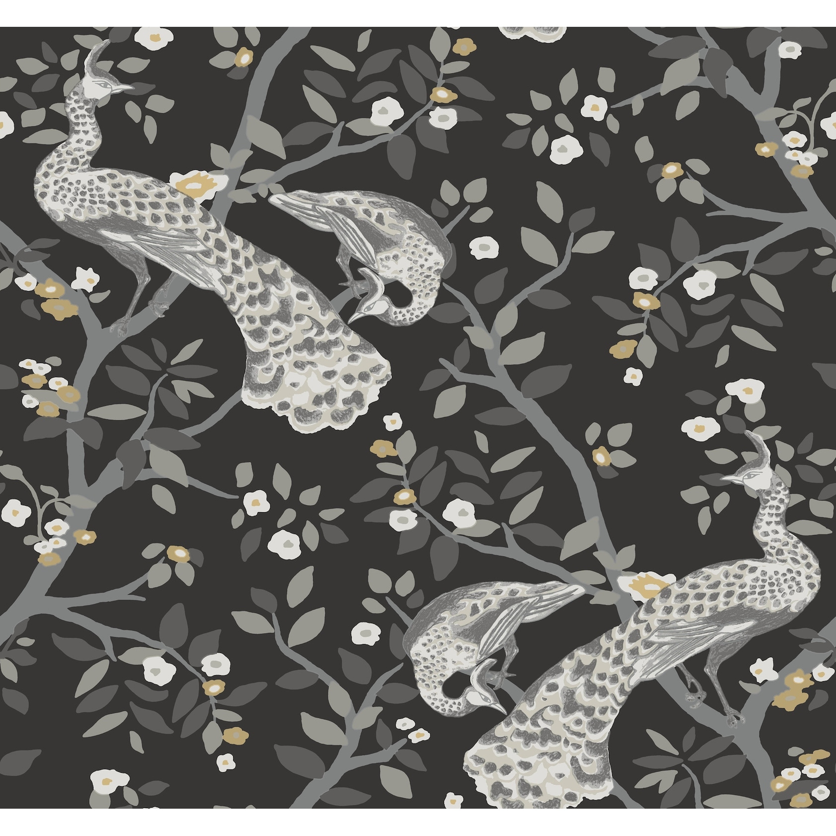Inspired by Color Plume Black & Gold Wallpaper