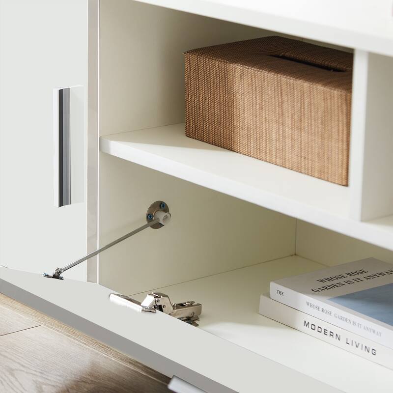 Modern Stylish TV Stand with 3 Storage Cabinets, LED Light Belt and 2 Shelf for Living Rooms and Gaming Rooms