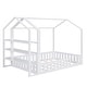 preview thumbnail 8 of 14, Full Floor House Bed Frame with Storage Shelves - White