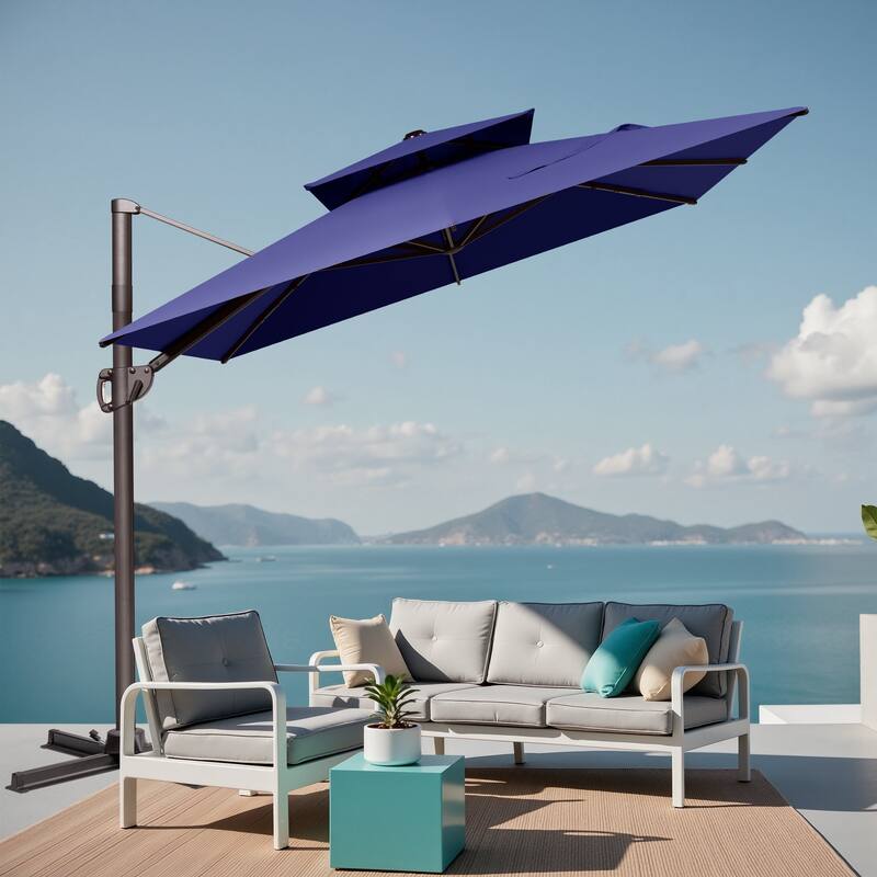 VredHom 9x11 FT Outdoor Double Top Cantilever Offset Patio Umbrella