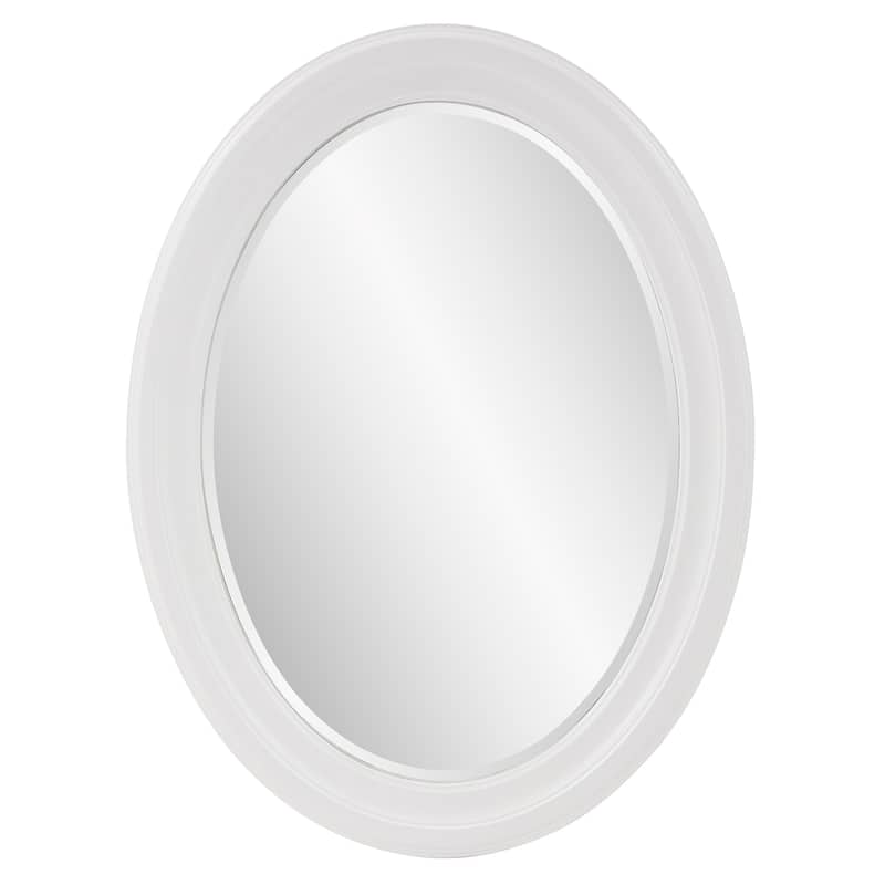 Allan Andrews White Oval Wood Framed Beveled Wall Mirror