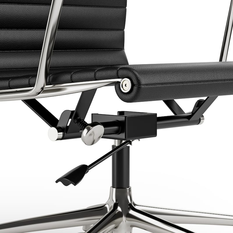 Low Back Genuine Leather Ergonomic Computer Ribbed Office Chair - N/A