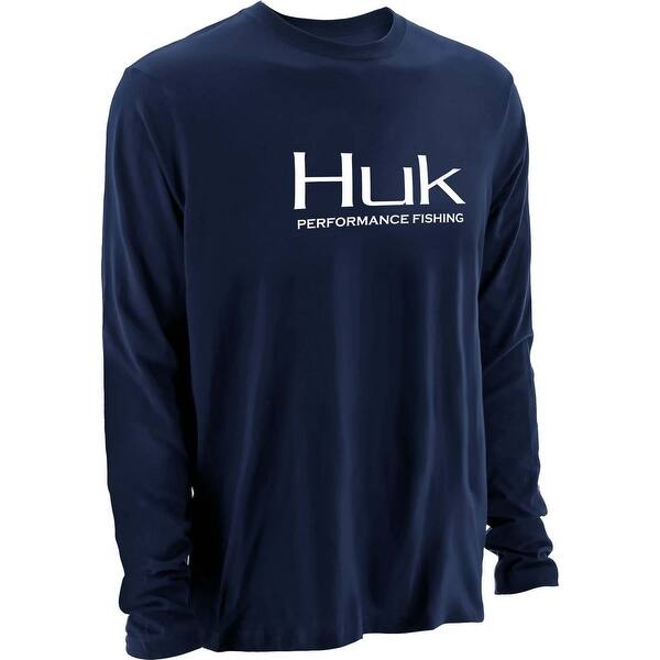 Shop Huk Logo Navy Xxx Large Long Sleeve Shirt Overstock 26411965