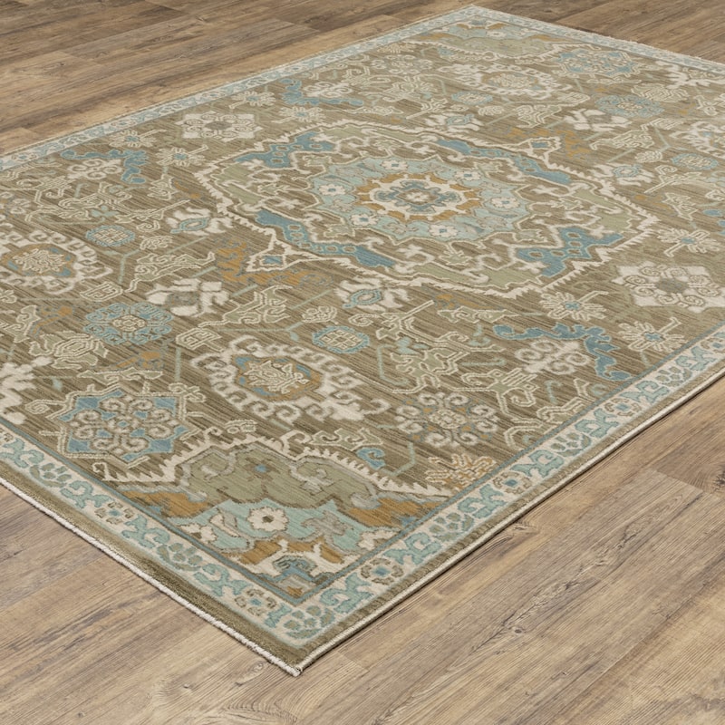 Meadow Bohemian Medallion Brown/ Teal Area Rug