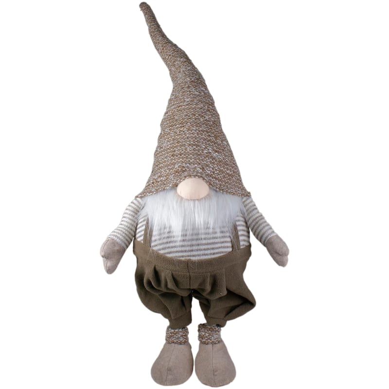 34" Brown and White Tall Standing Swaying Christmas Gnome
