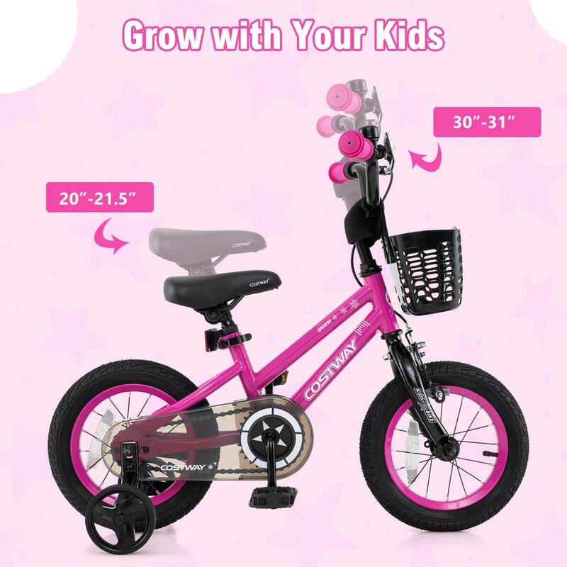 Costway 12"/14"/16"/18" Kid’s Bike with Training Wheels Adjustable - See Details