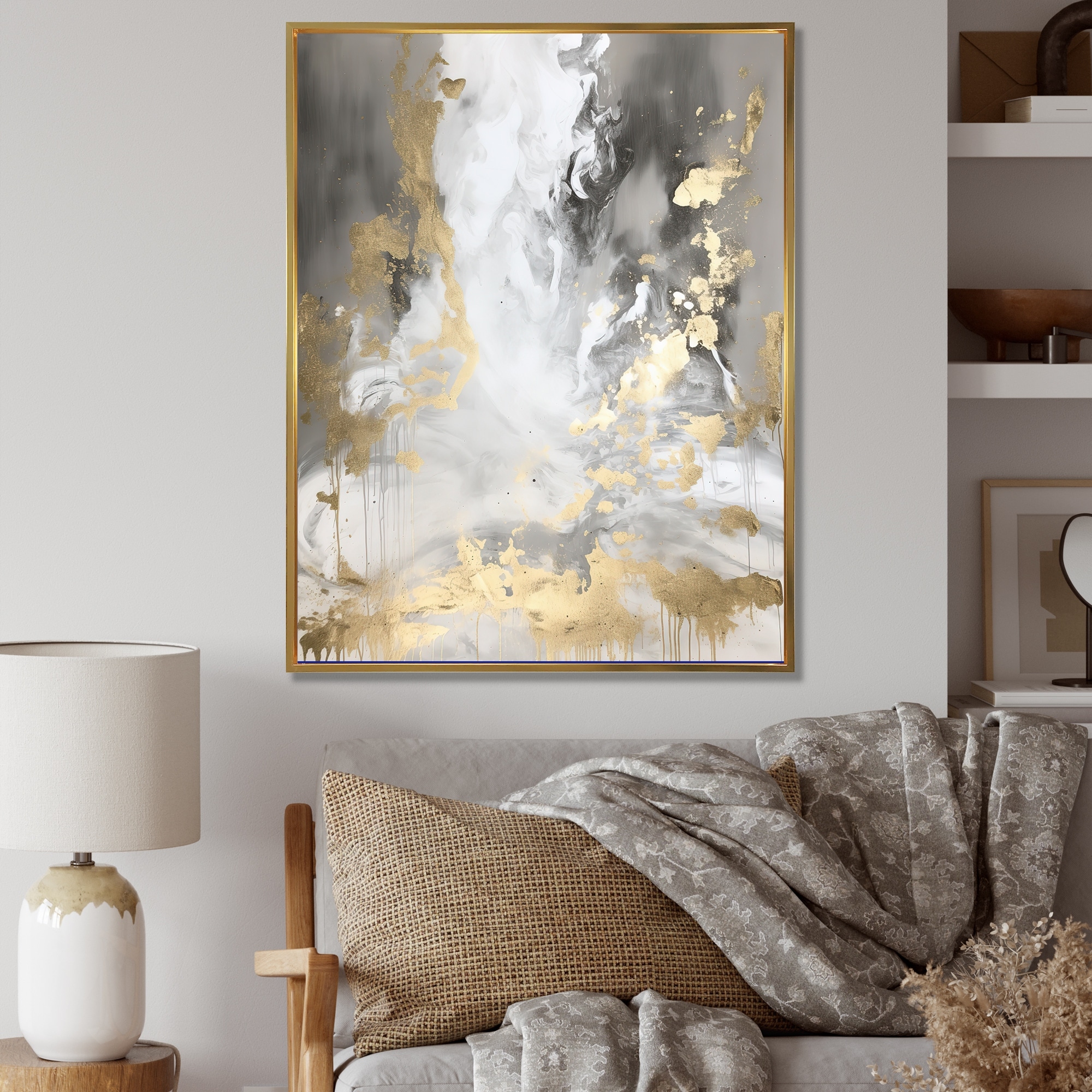 Designart "Pursuit Of Happiness I" Abstract Painting Framed Wall Art Print - For Living Room