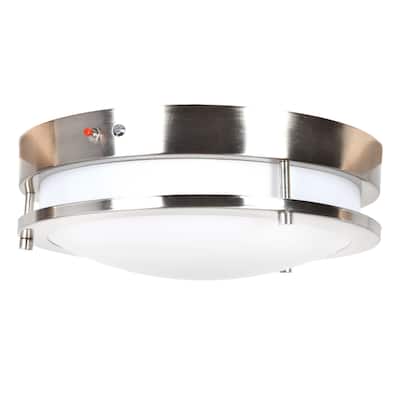 Access Lighting Solero Dimmable LED Brushed Steel 12-inch Flush Mount
