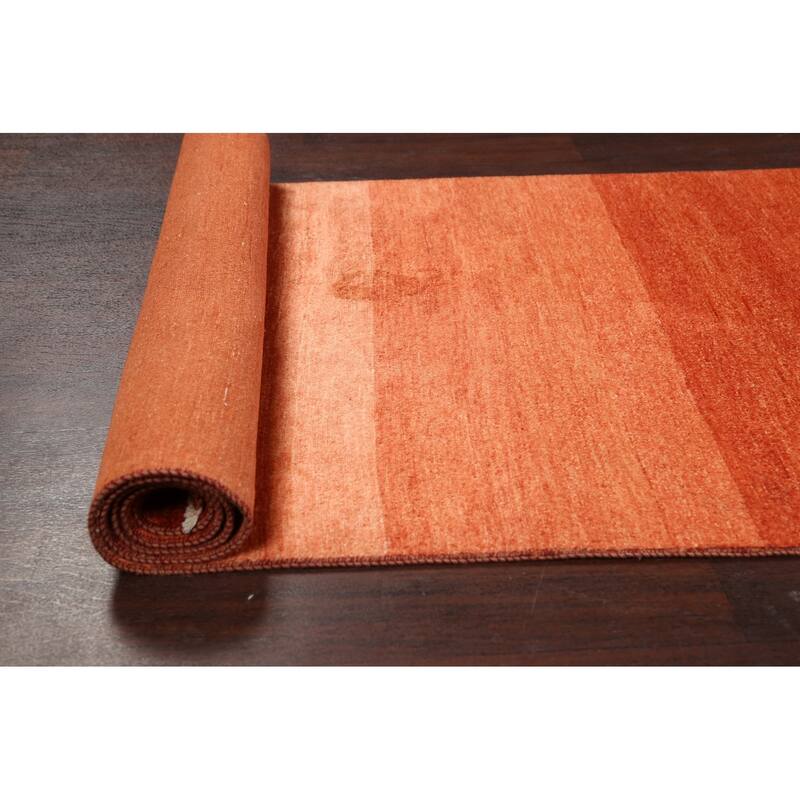 Striped Contemporary Oriental Gabbeh Kashkoli Runner Rug Wool Handmade - 3'1" x 16'6"