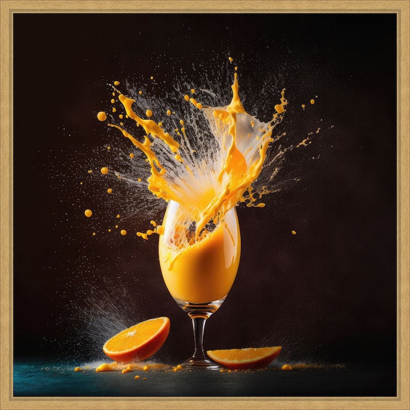 Mimosa Splash by Jake Fouracre Framed Canvas Wall Art Print - Sylvie Bright Gold
