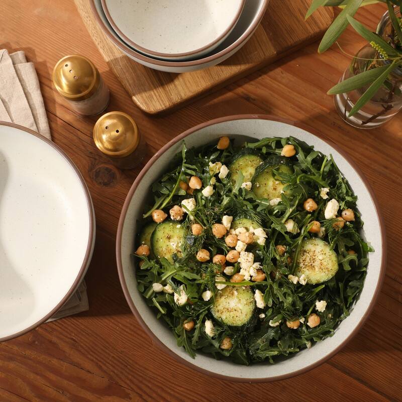 Gibson Elite William Crest 4 Piece Nesting Bowl Set, Stoneware Reactive Glaze, 5", 6.25", 7.5", 9", Prep & Serving Bowls