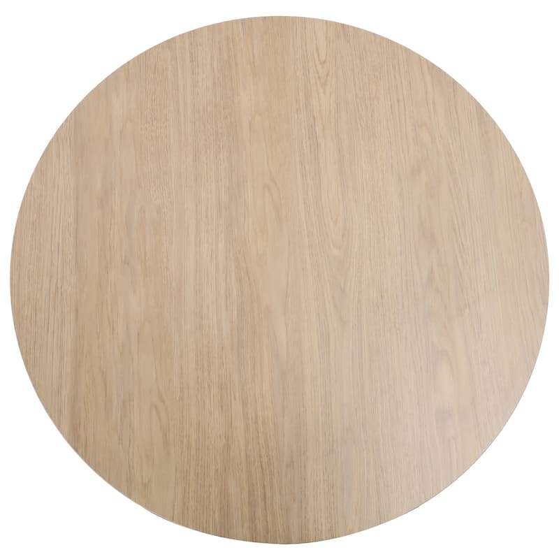 Bristol 31" Round Dining Table with Sintered Stone Top and Walnut Steel Pedestal Base for Modern Kitchen and Dining Room