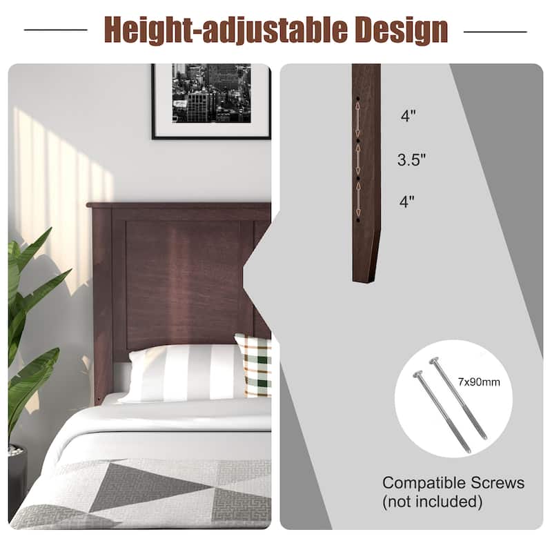 Costway Full Wood Headboard Flat Panel Pre-drilled Holes Height