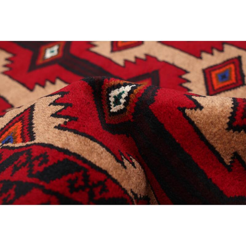 ECARPETGALLERY Hand-knotted Baluch Red Wool Rug - 3'4 x 6'5