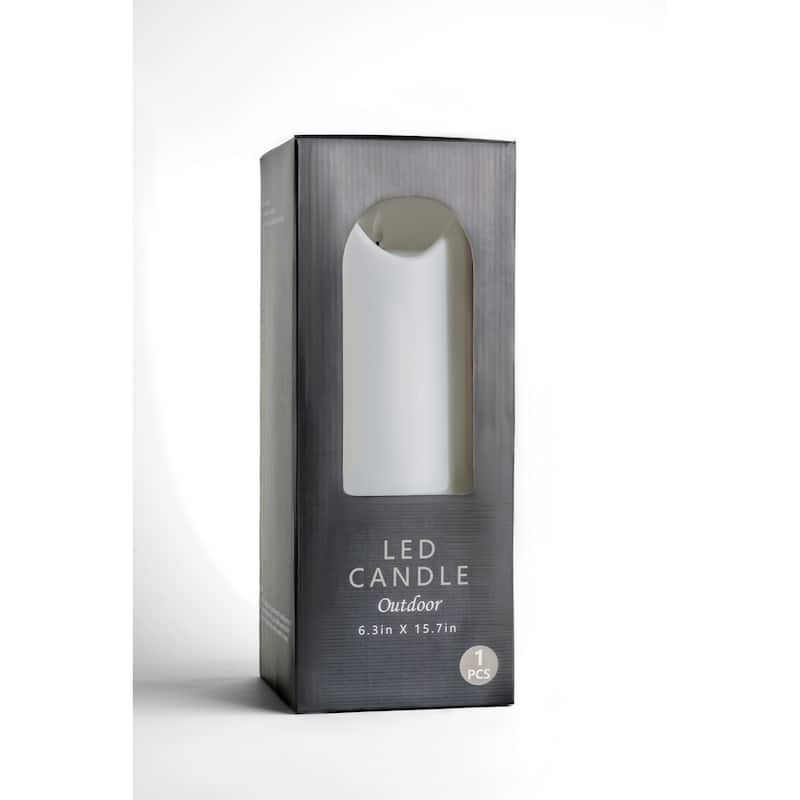 Large LED Lighted Melted Flameless Candle - 15.75" - White