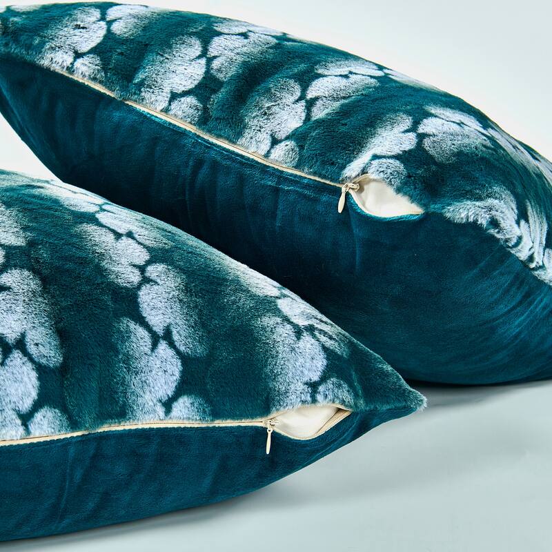 Ballys 3-piece Floral FauxFur Throw Blanket and Pillow Cover Set