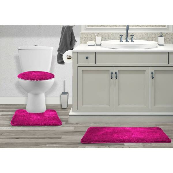 Queen Mary 3 Piece Bathroom Rug Set, Luxury Soft Plush Bath Mat, Contour Rug, Lid Cover, Non-Slip