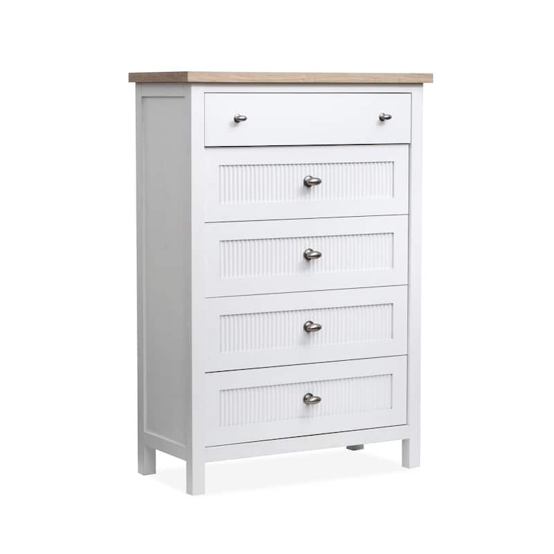 Salt Life Home Windmill Harbour White Whisp and Sand Drawer Chest - 5-drawer