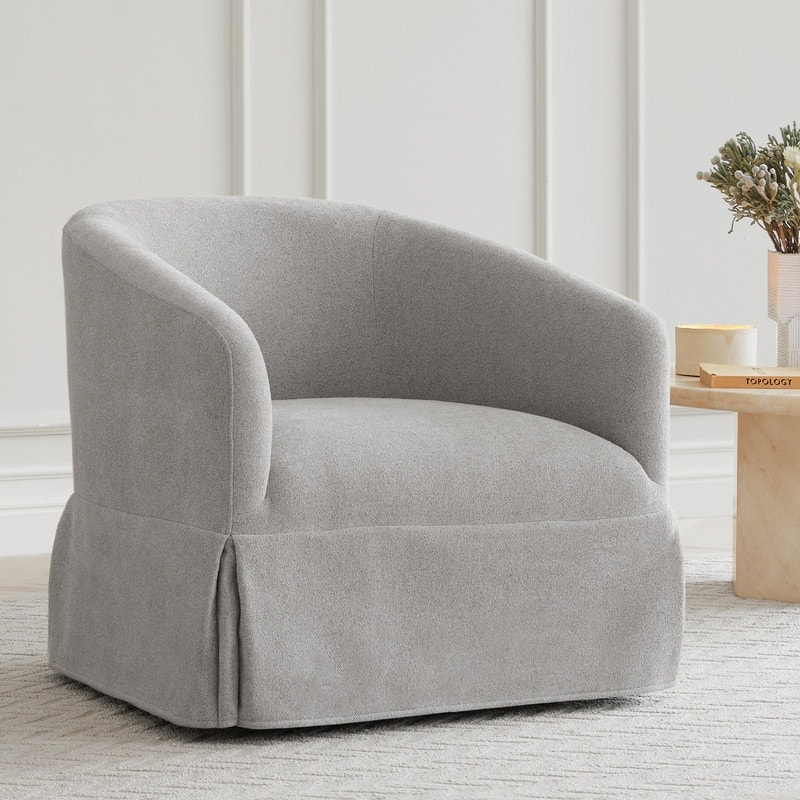 Luke Faux Slipcovered Swivel Accent Chairs for Living Room