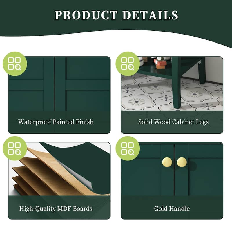 24 inch MDF Freestanding Bathroom Vanity Set in Green with Integrated Resin Sink