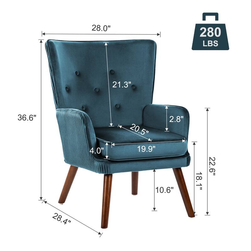 Velvet Upholstered Accent Chair Armchair for Living Room