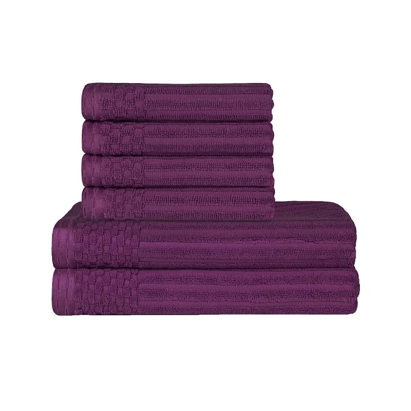 Superior Ribbed Cotton Absorbent Heavyweight Hand Towel and Bath Towel Set