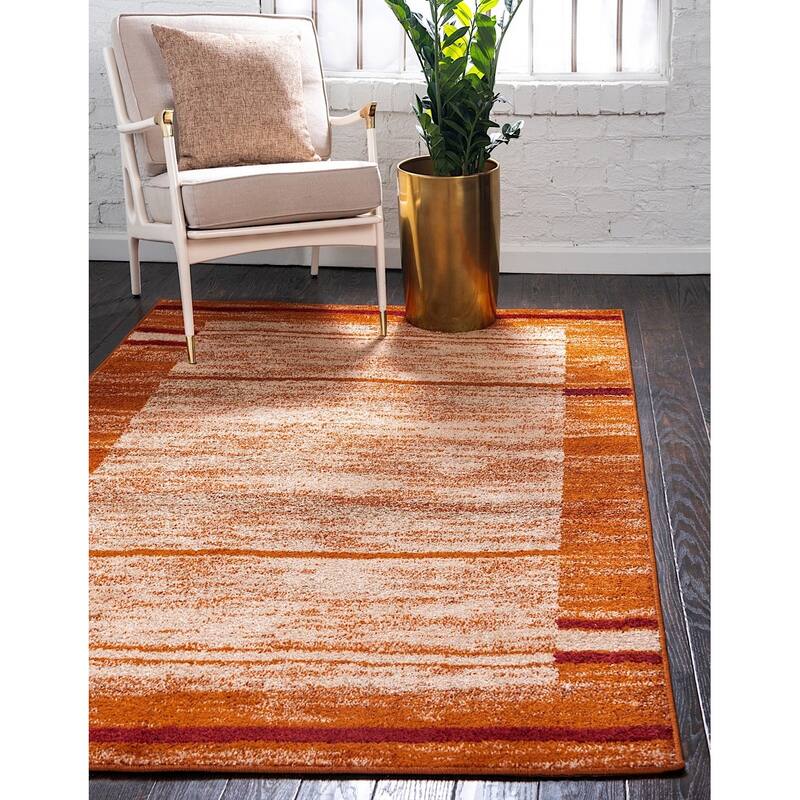 Contemporary Beallara Collection Area Rug - 9'x12' - Beige-Burgundy