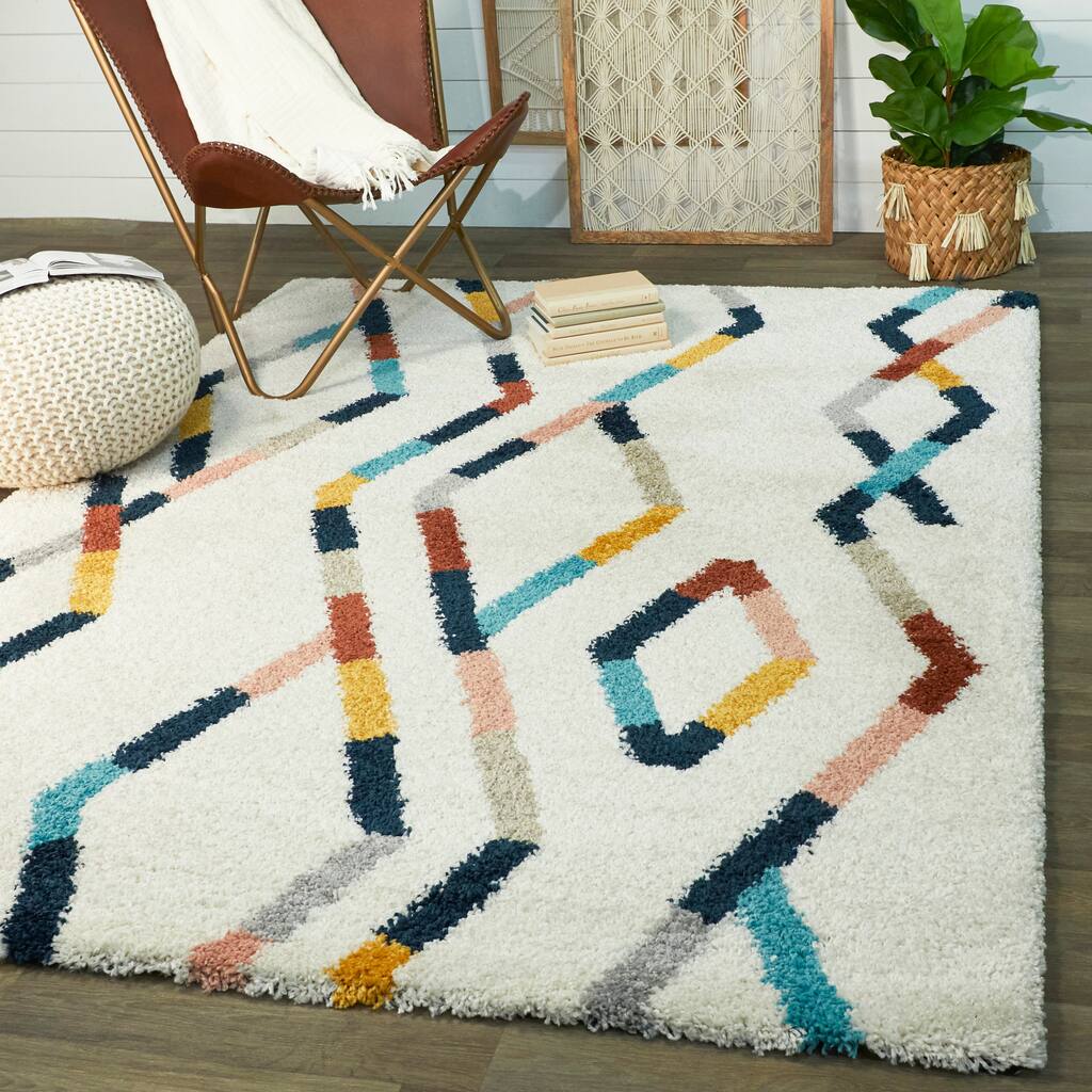 Kessler Contemporary Trellis Shag Area Rug