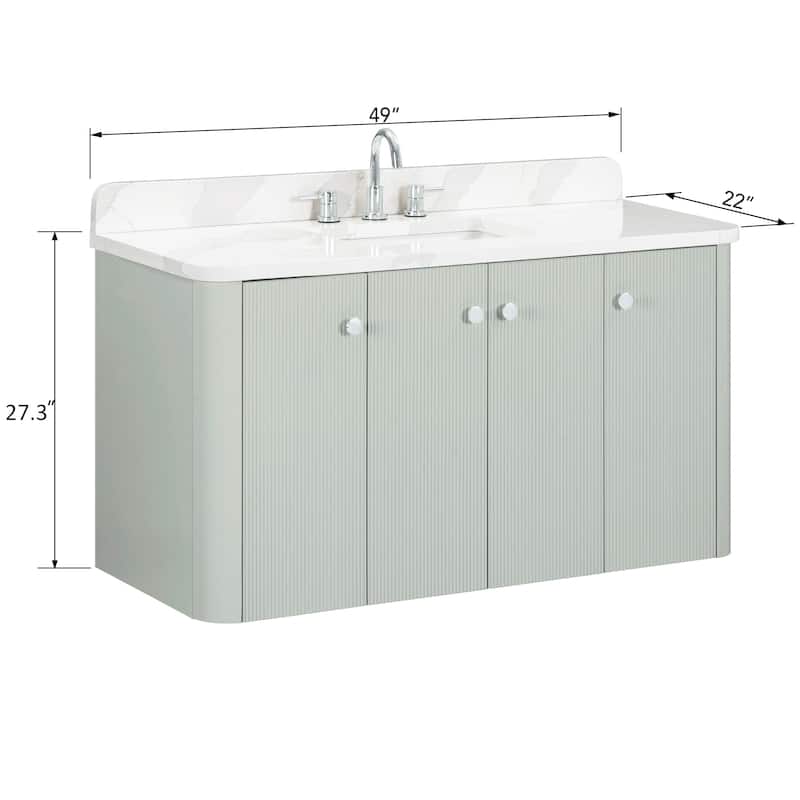 Haley Bathroom Vanity in Soft Sage with Alluring Quartz Top