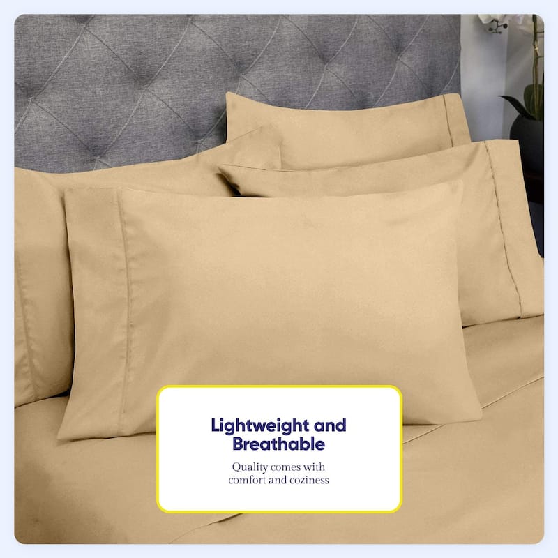 Sweet Home Collection Split King 7 Piece Sheet Set, Deluxe Ultra Soft 1500 Series, Double Brushed Microfiber.