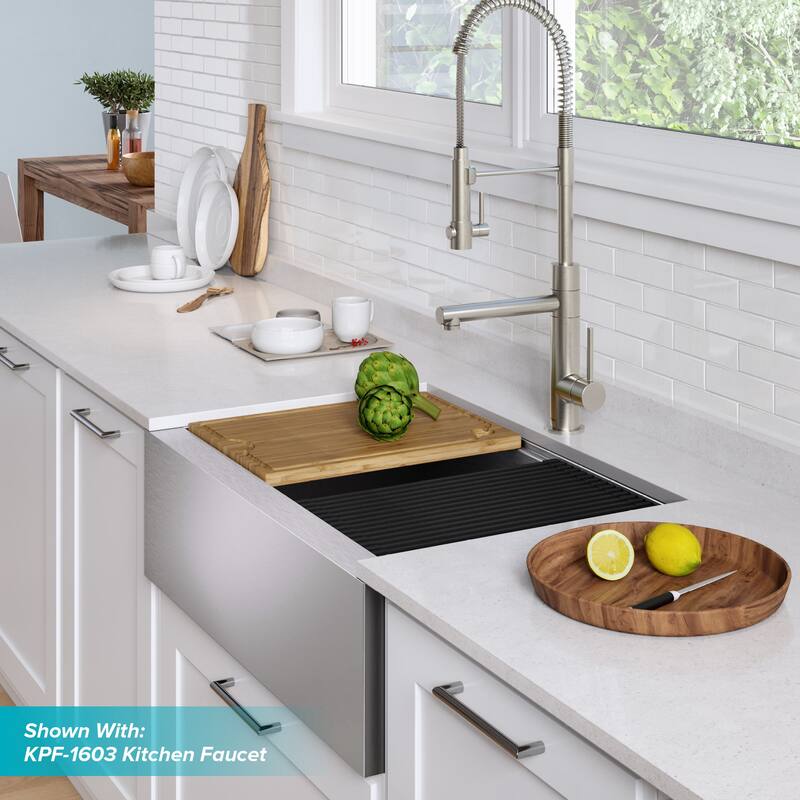 Kraus Kore 30" Farmhouse Single Basin Stainless Steel Kitchen Sink - - Stainless Steel
