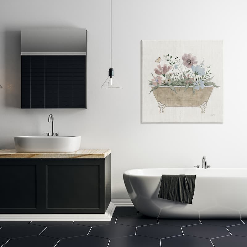 Stupell Cottage Florals in Bathtub Canvas Wall Art Design By Janet Tava