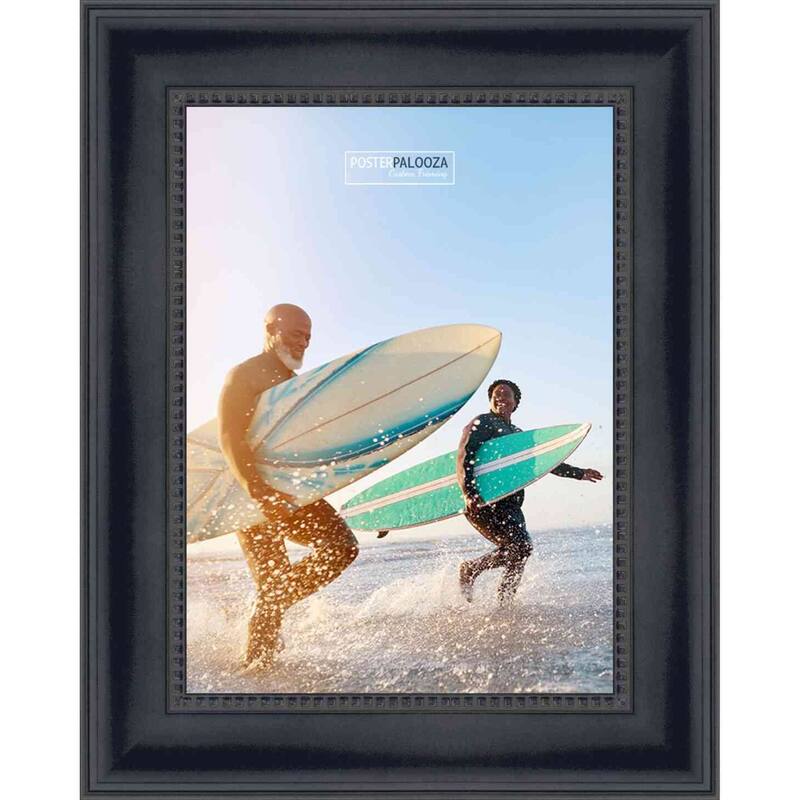 34x24 Traditional Black Complete Wood Picture Frame with UV Acrylic, Foam Board Backing, & Hardware