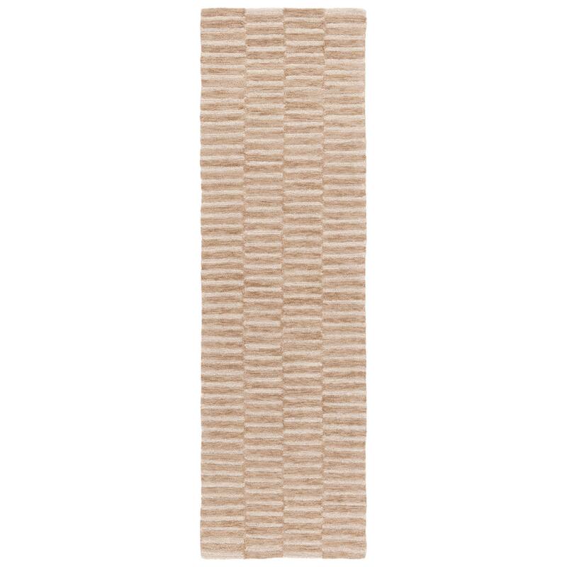 SAFAVIEH Handmade Ebony Erida Modern & Contemporary Wool Rug - 2'3" x 8' Runner - Beige/Brown