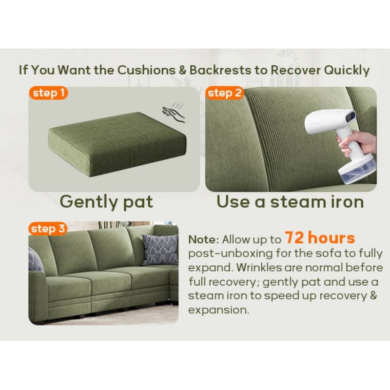 16 PC Modular Corduroy Sectional With Ottoman